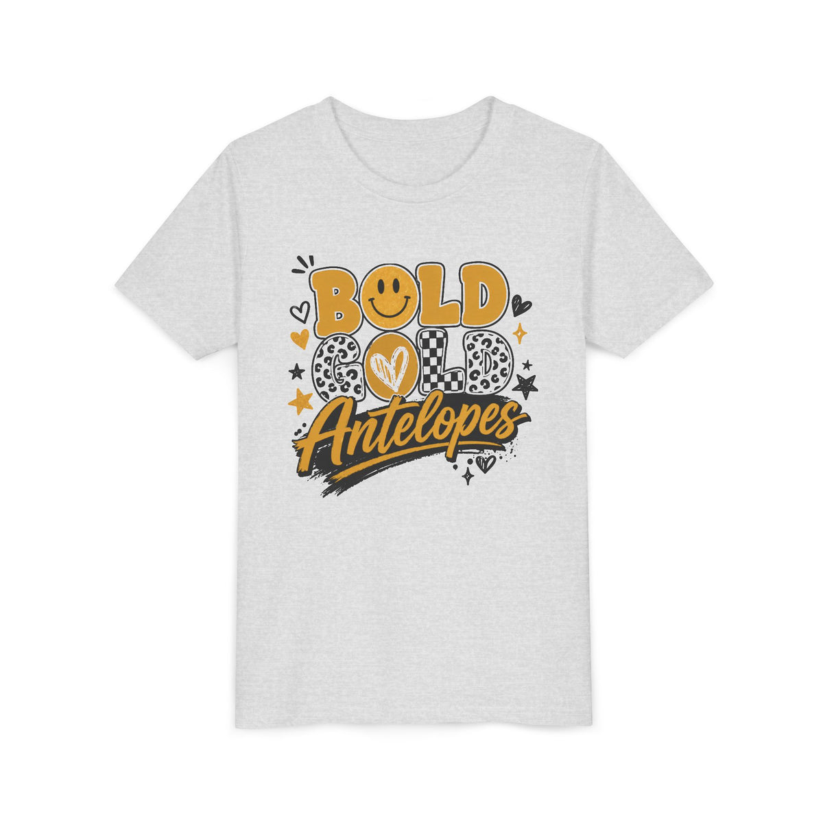 Bold Gold Antelopes Youth Tee — Cheerful School Spirit Graphic Shirt