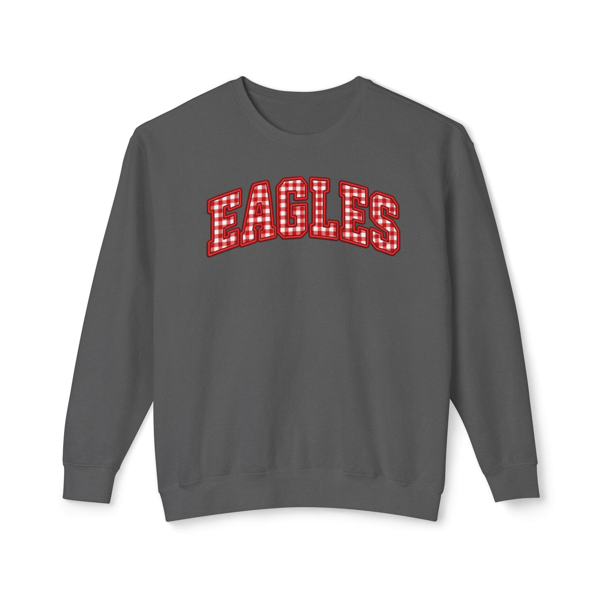 Eagles Plaid Arch Crewneck Sweatshirt — Vintage Red Check Team Pullover