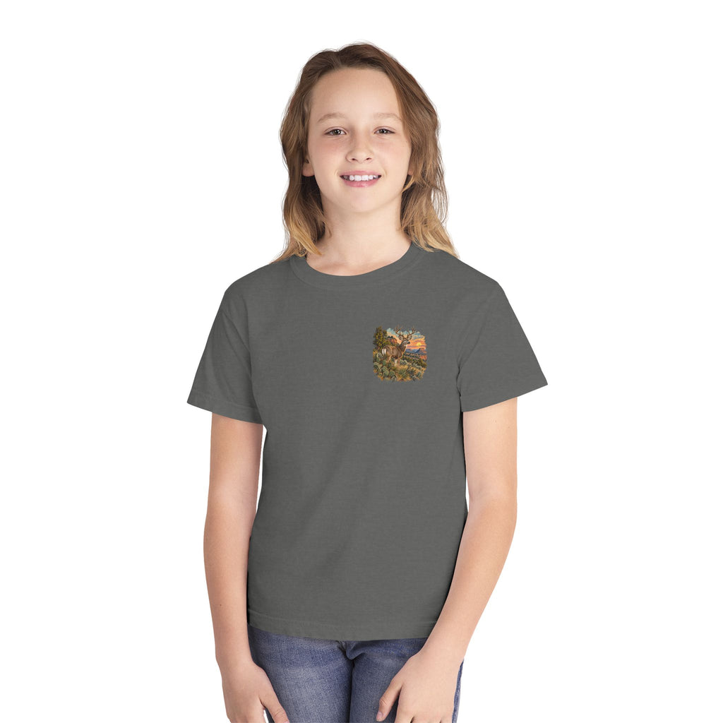 Youth Tee — Caprock Critters Mule Deer at Sunset