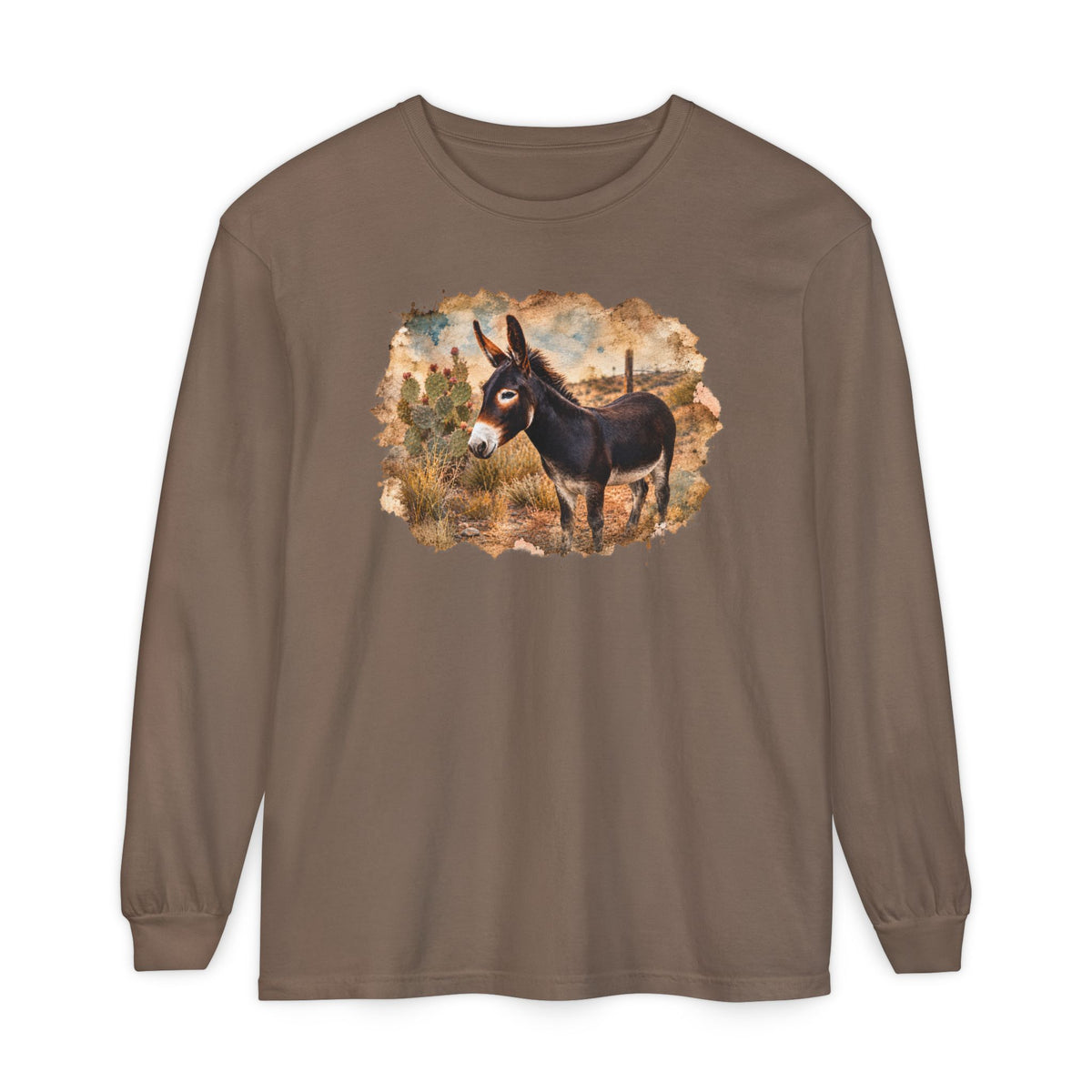 Donkey in Desert Scene Long Sleeve Tee