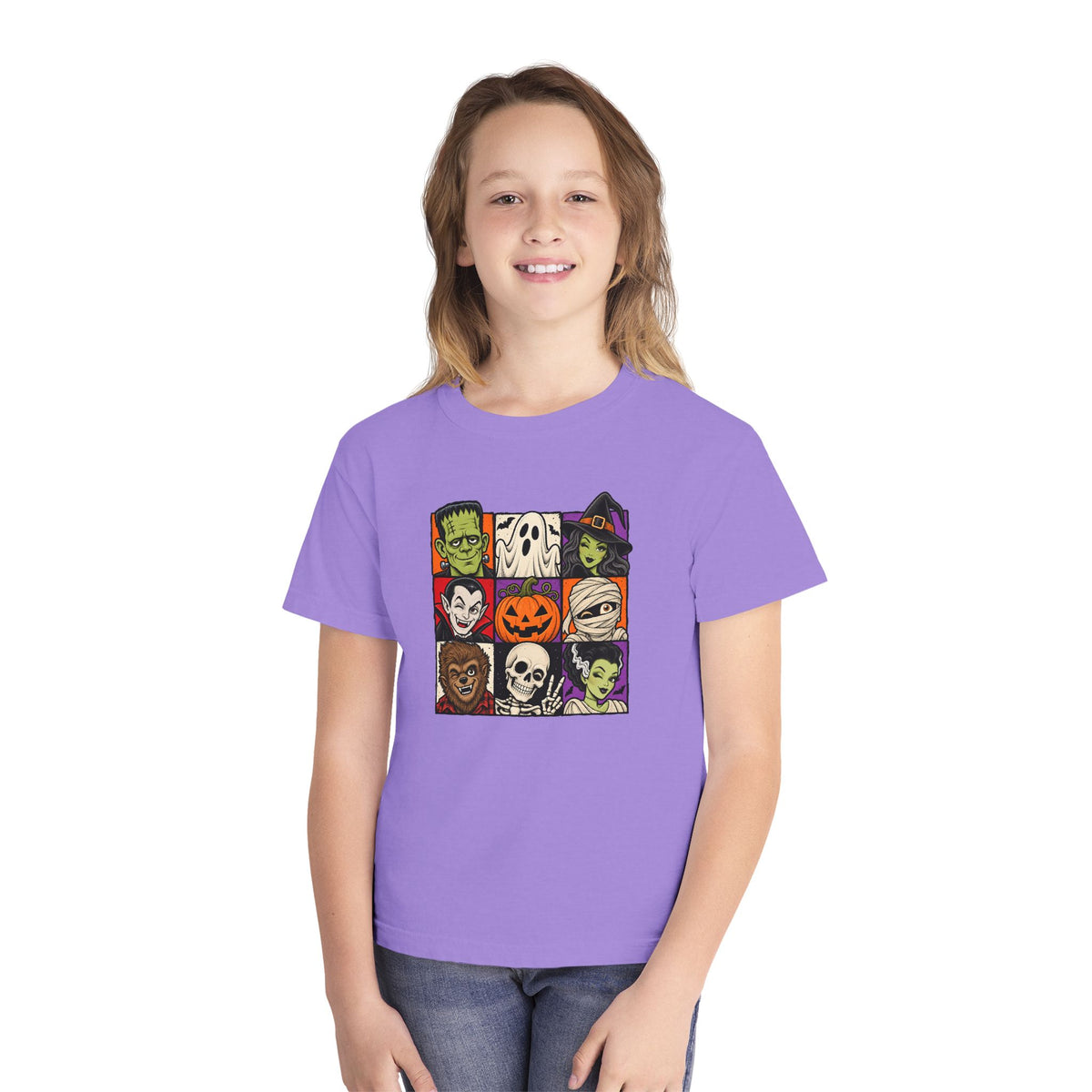 Kids Halloween Monsters Tee — Cute Retro Monster Patchwork Shirt