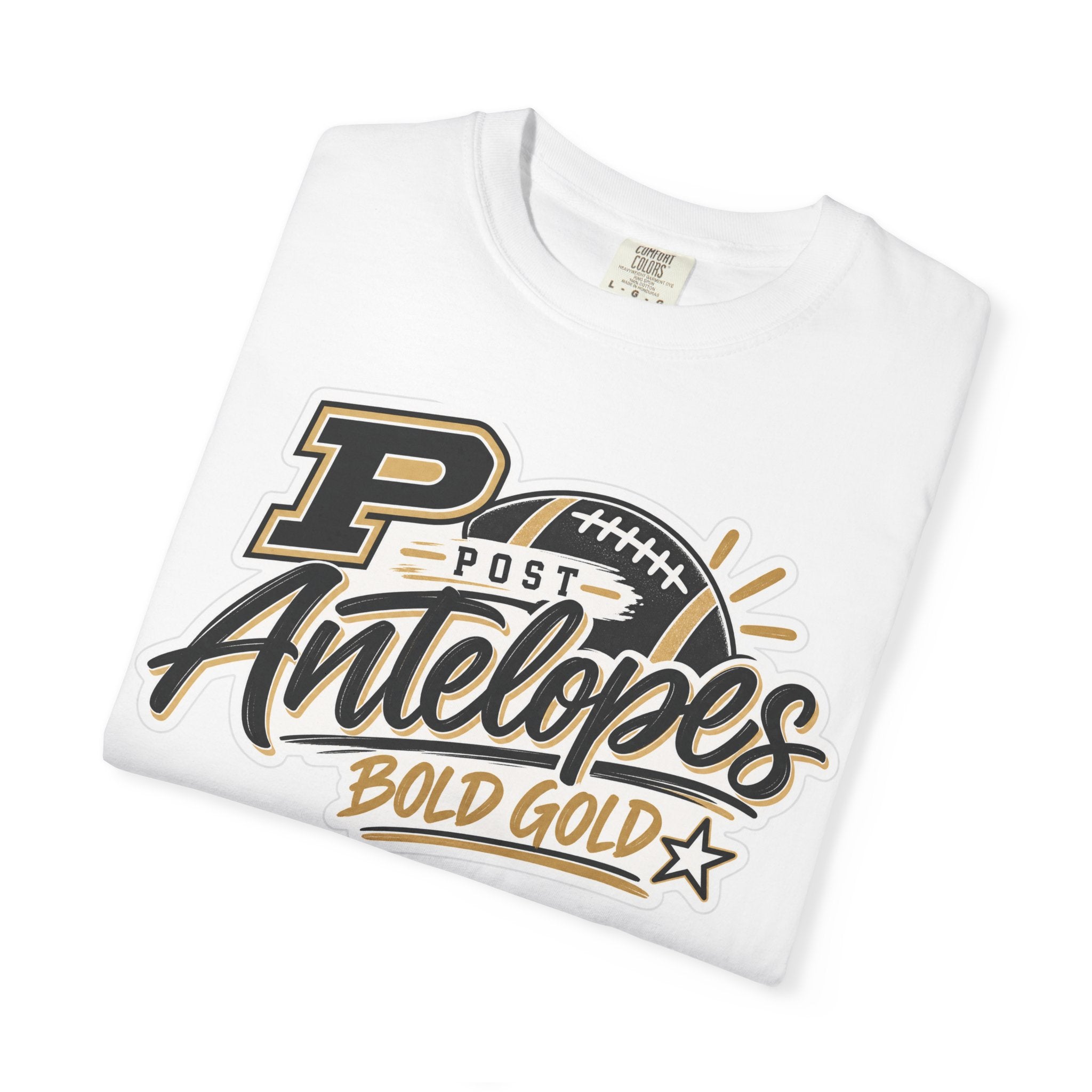 Post Antelopes Bold Gold Football T-Shirt