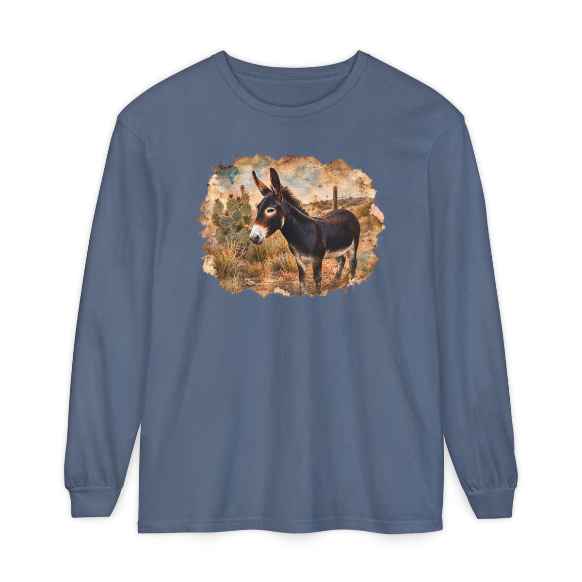 Donkey in Desert Scene Long Sleeve Tee