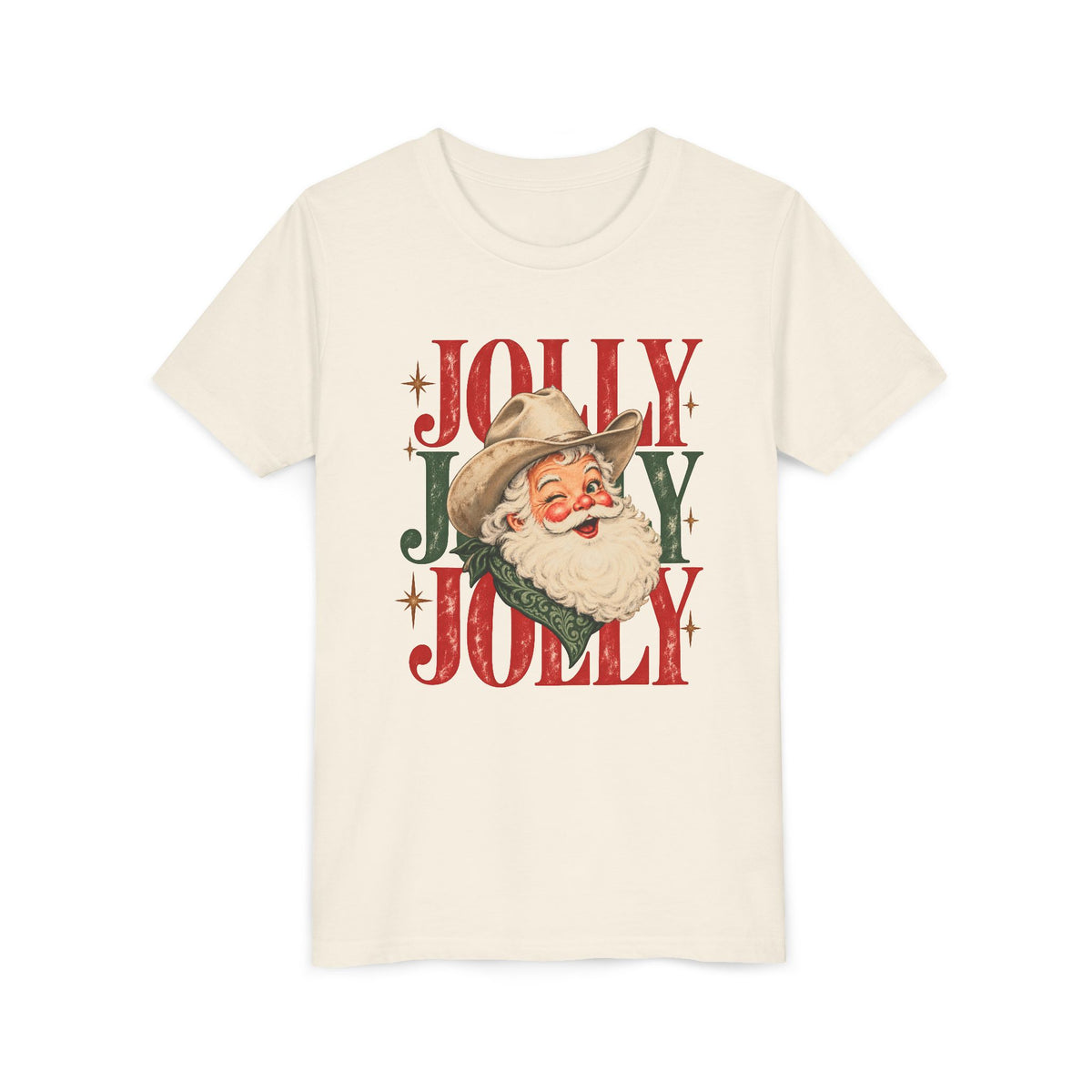 Jolly Cowboy Santa Youth Short Sleeve Tee