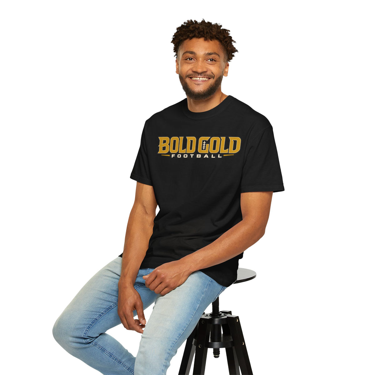 Bold Gold Football T-Shirt — Vintage Sport Tee