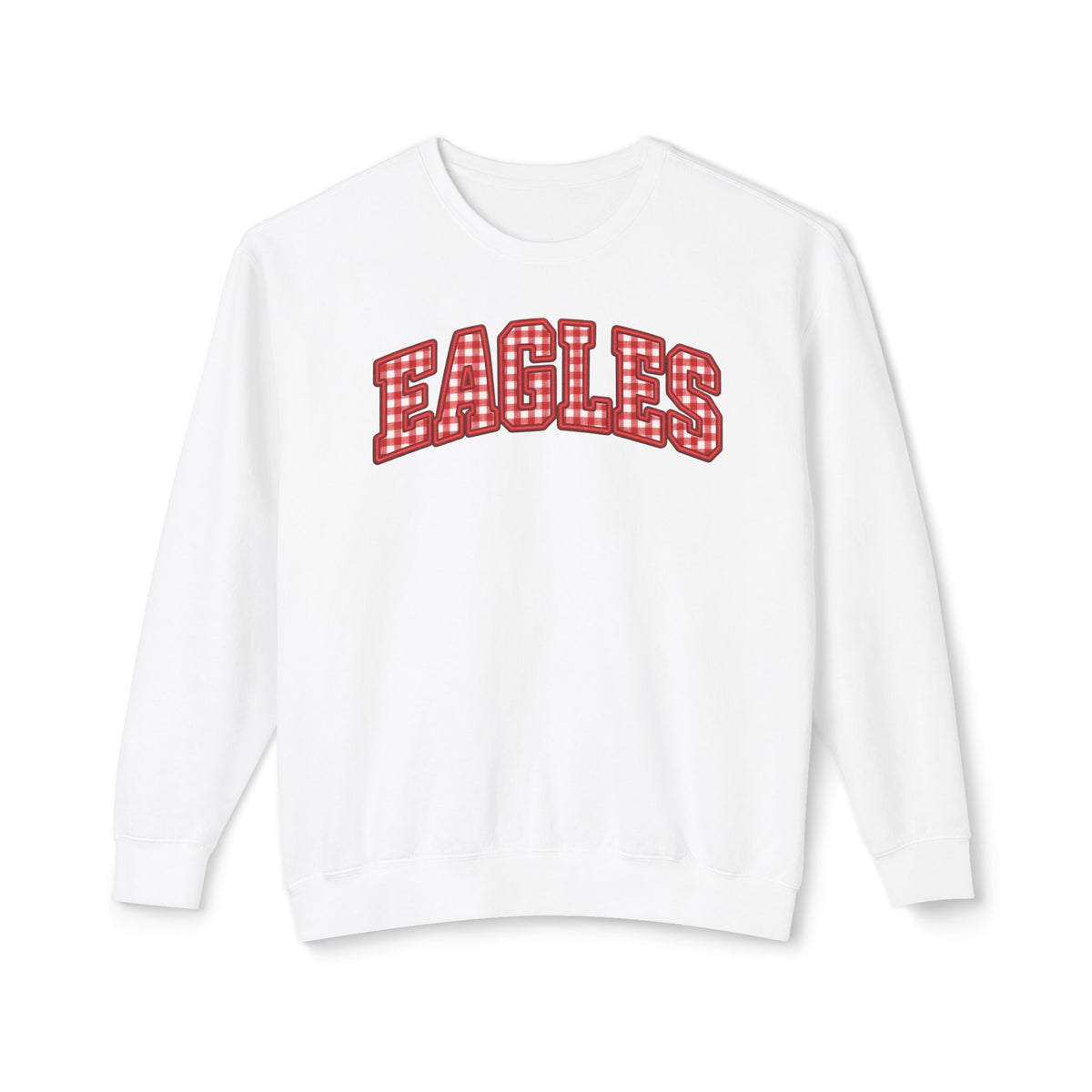 Eagles Plaid Arch Crewneck Sweatshirt — Vintage Red Check Team Pullover