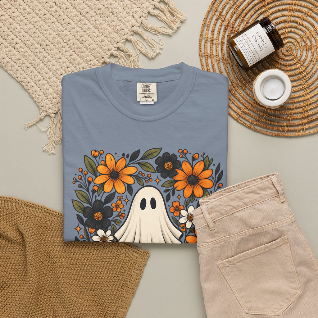 Ghost Bouquet T-Shirt — Floral Halloween Graphic Tee