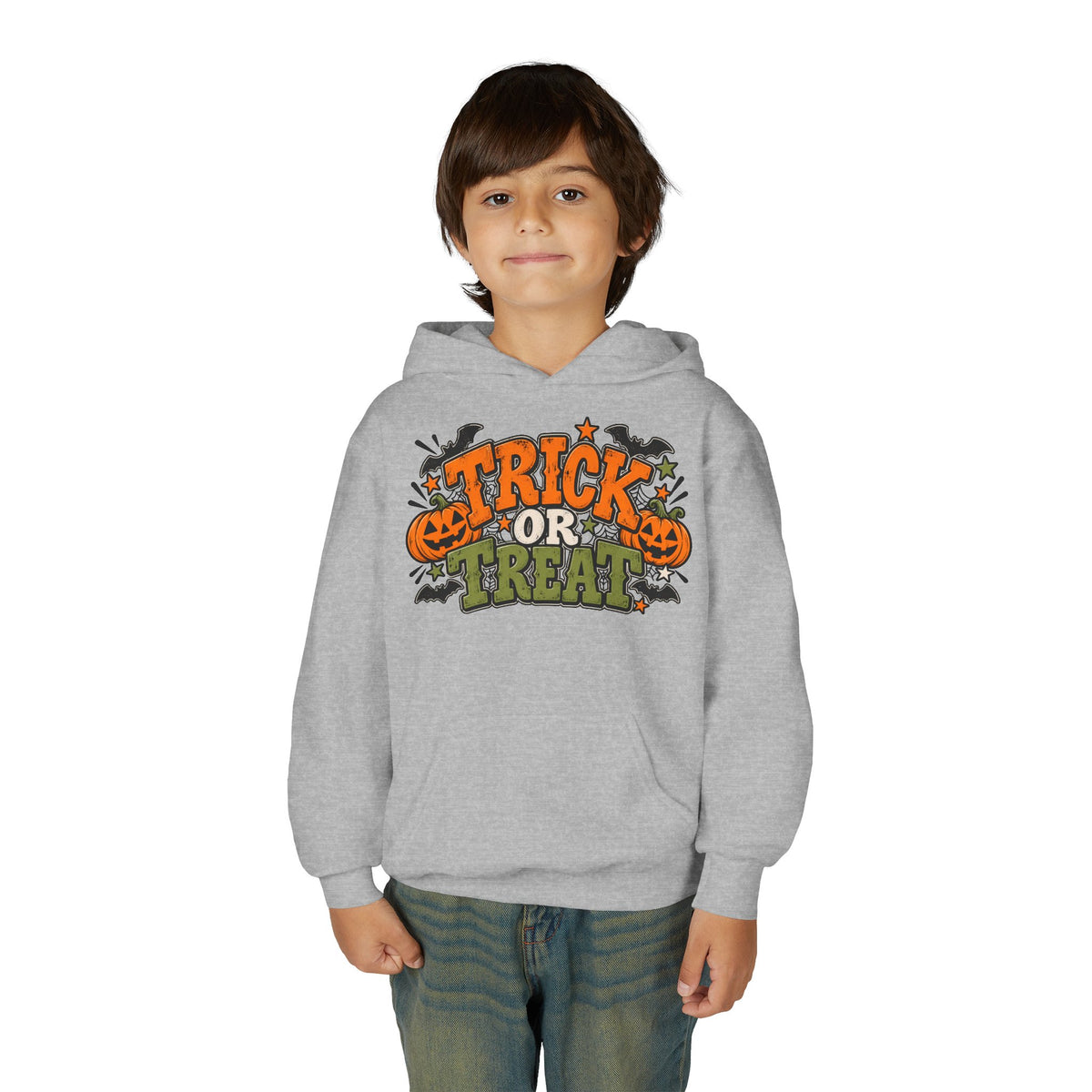 Youth Hoodie - 'Trick or Treat' Halloween Pumpkin Graphic