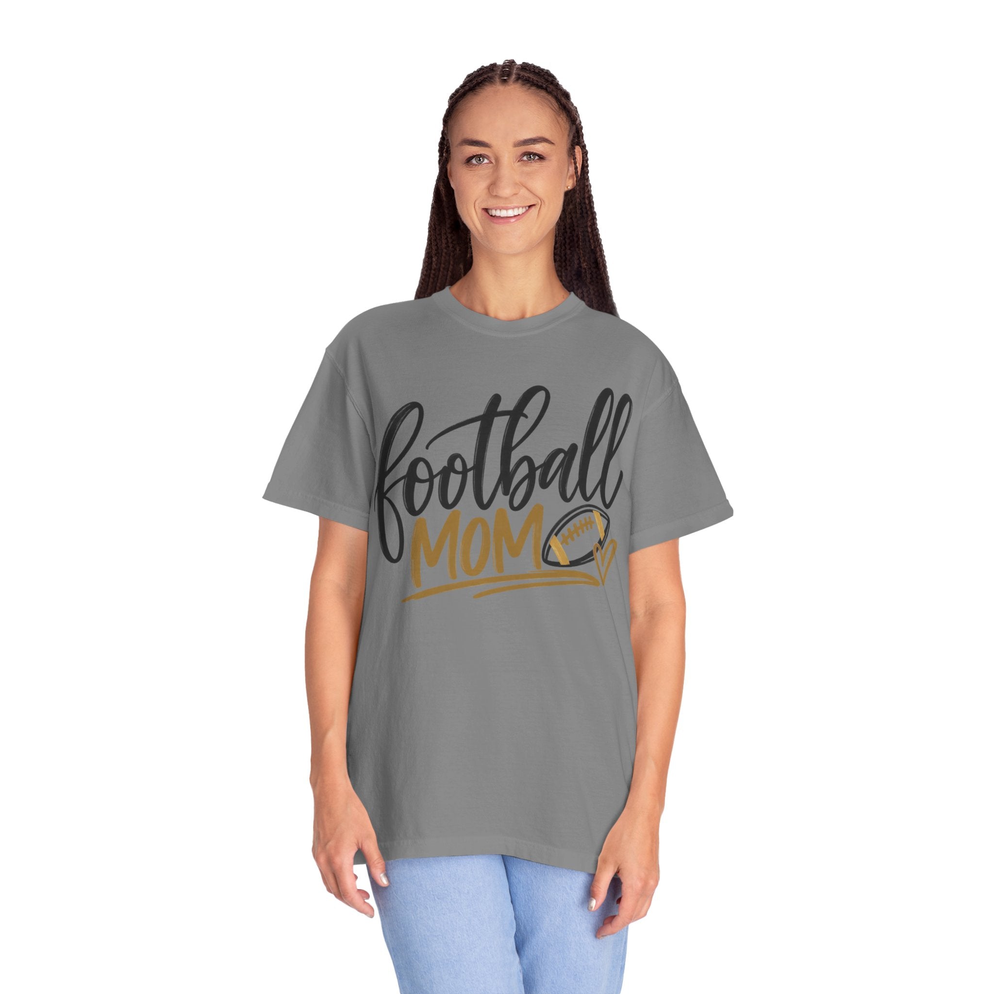 Football Mom T-Shirt — Athletic Mom Tee with Football Script Design