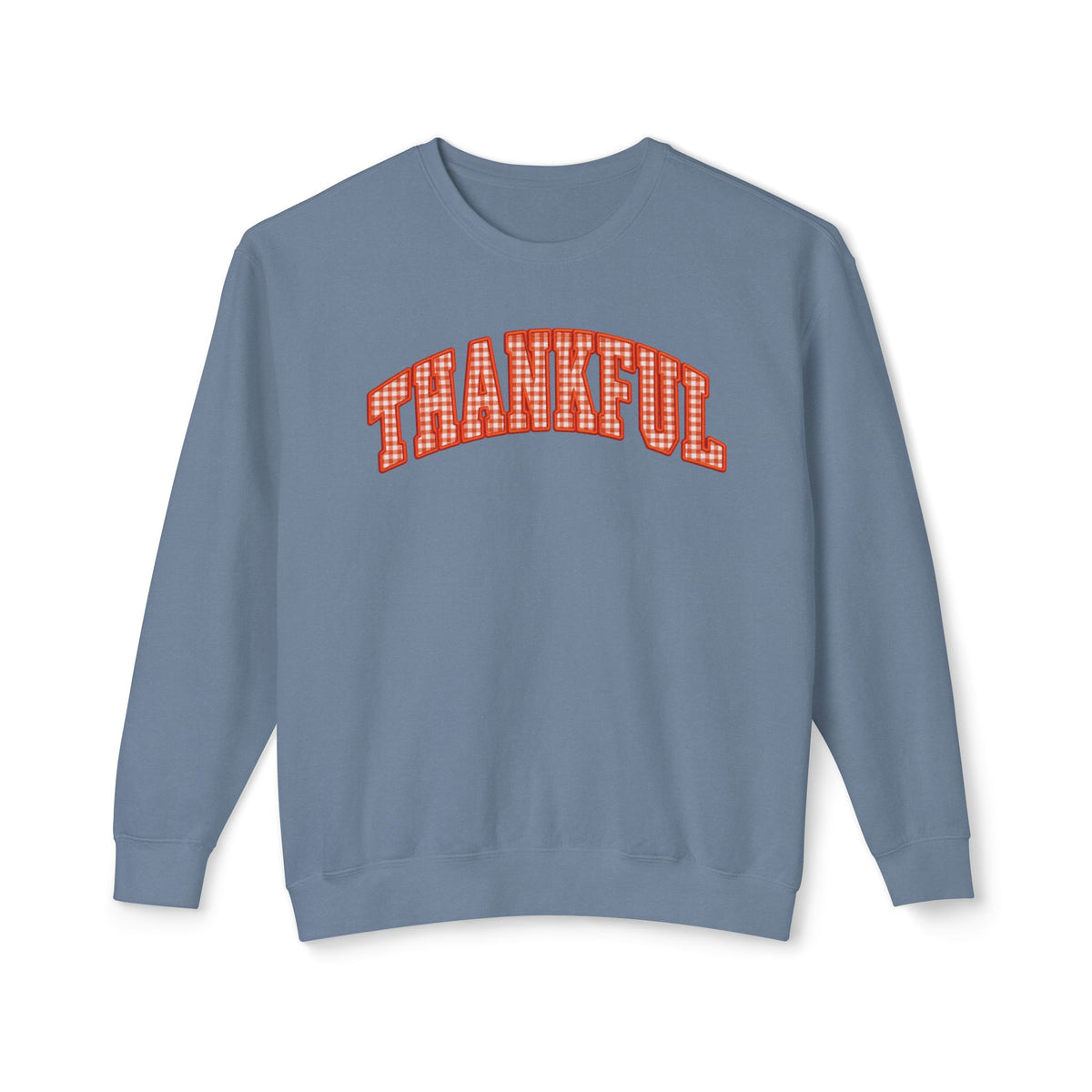 Thankful Plaid Crewneck Sweatshirt — Cozy Thanksgiving Graphic Sweatshirt