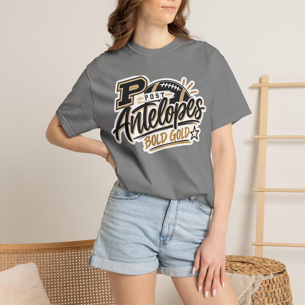 Post Antelopes Bold Gold Football T-Shirt