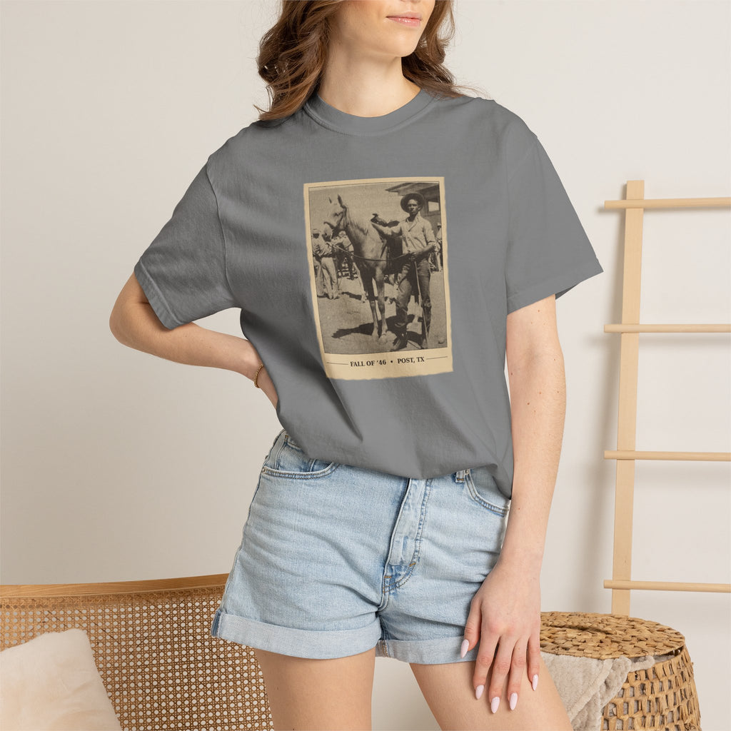 Vintage Cowboy Photo T-Shirt — 'Tales of the West' Garment-Dyed Tee