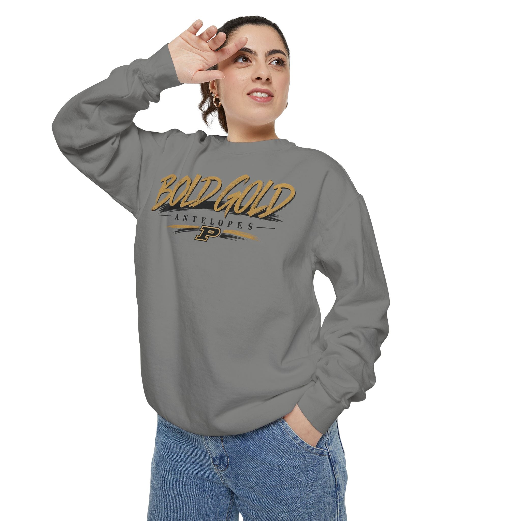 Bold Gold Antelopes Sweatshirt — Vintage Script Graphic Crewneck