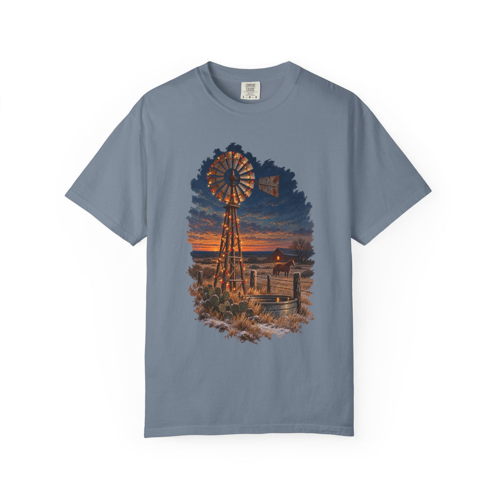 Vintage Windmill Christmas Sunset T-Shirt