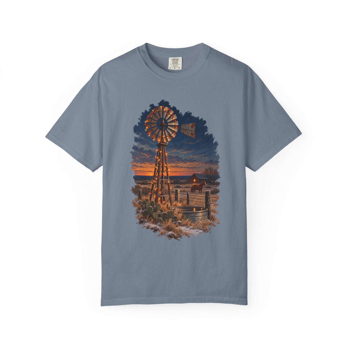Vintage Windmill Christmas Sunset T-Shirt