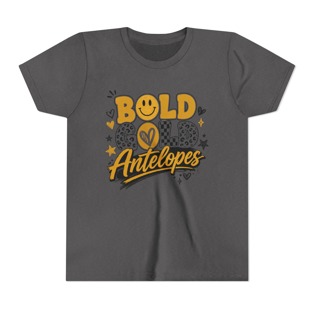 Bold Gold Antelopes Youth Tee — Cheerful School Spirit Graphic Shirt