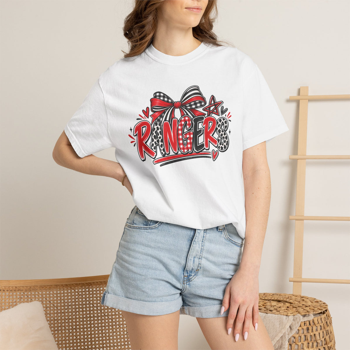 T-Shirt — Ranger Graphic Tee with Bow & Stars