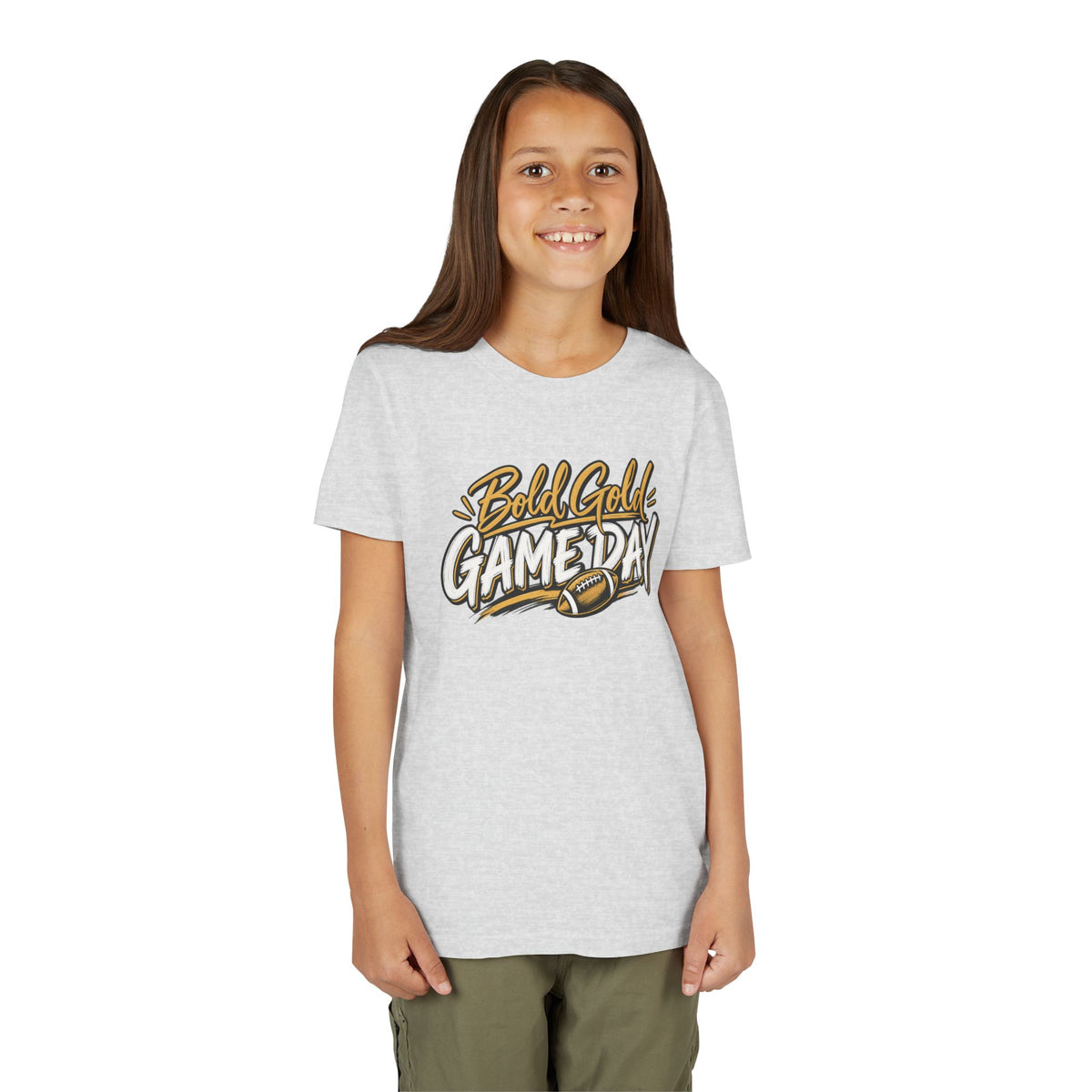 Youth Tee - "Bold Gold Gameday" Football Graphic