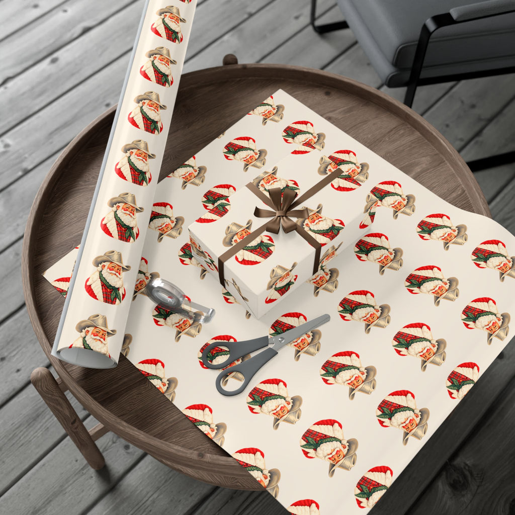 Vintage Cowboy Santa Gift Wrap Paper