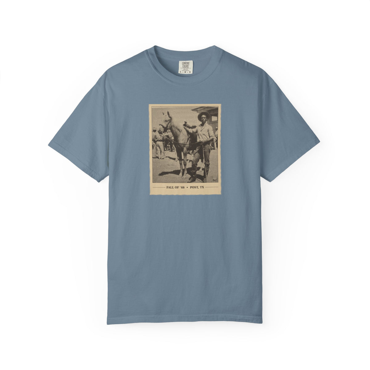 Vintage Cowboy Photo T-Shirt — 'Tales of the West' Garment-Dyed Tee