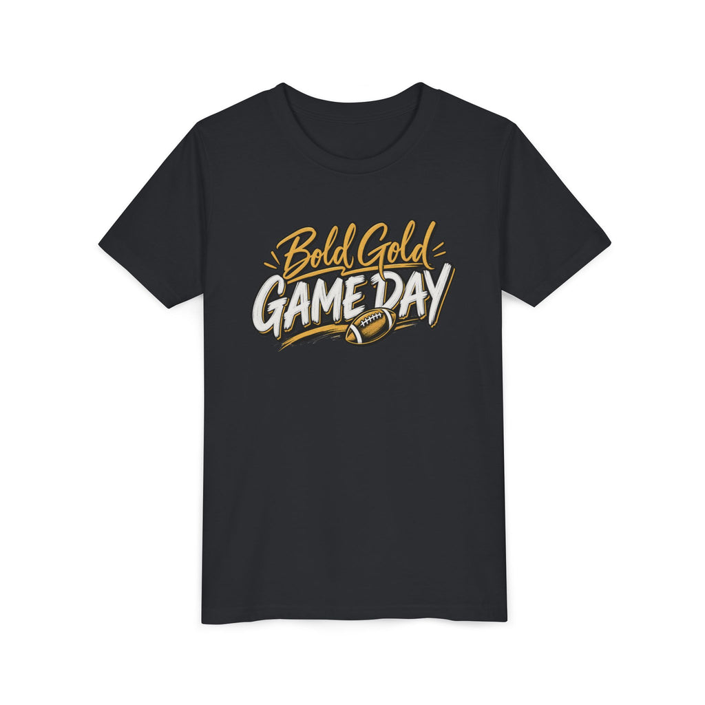 Youth Tee - "Bold Gold Gameday" Football Graphic