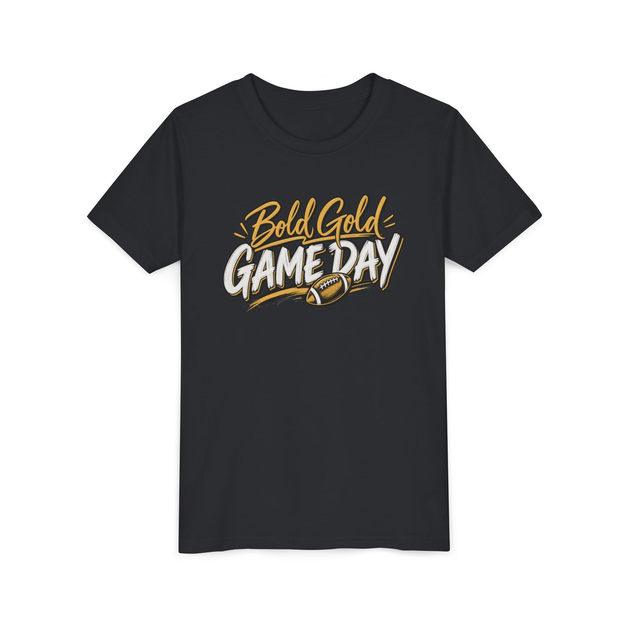 Youth Tee - "Bold Gold Gameday" Football Graphic