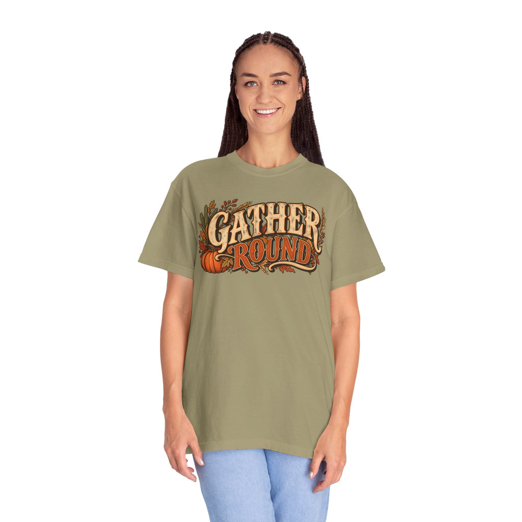 Gather 'Round Fall T-Shirt — Pumpkin Harvest Graphic Tee