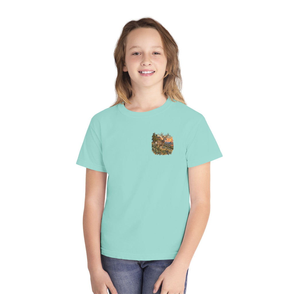 Youth Tee — Caprock Critters Mule Deer at Sunset