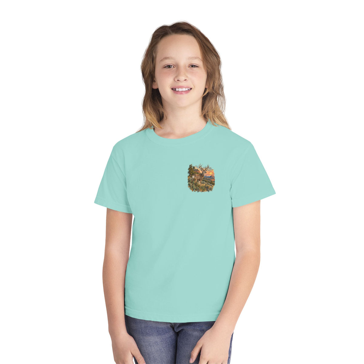 Youth Tee — Caprock Critters Mule Deer at Sunset