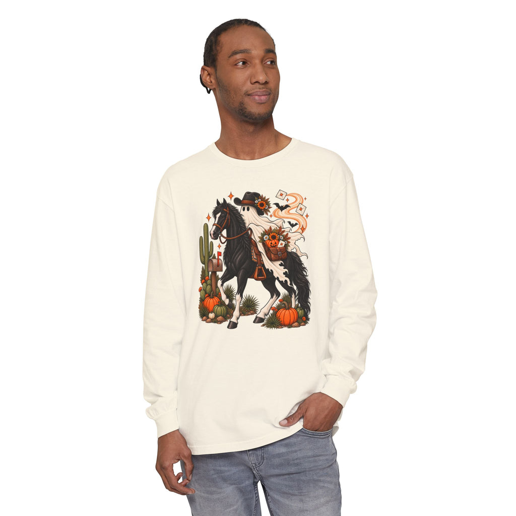 Halloween Cowboy Ghost Horse Long Sleeve Tee