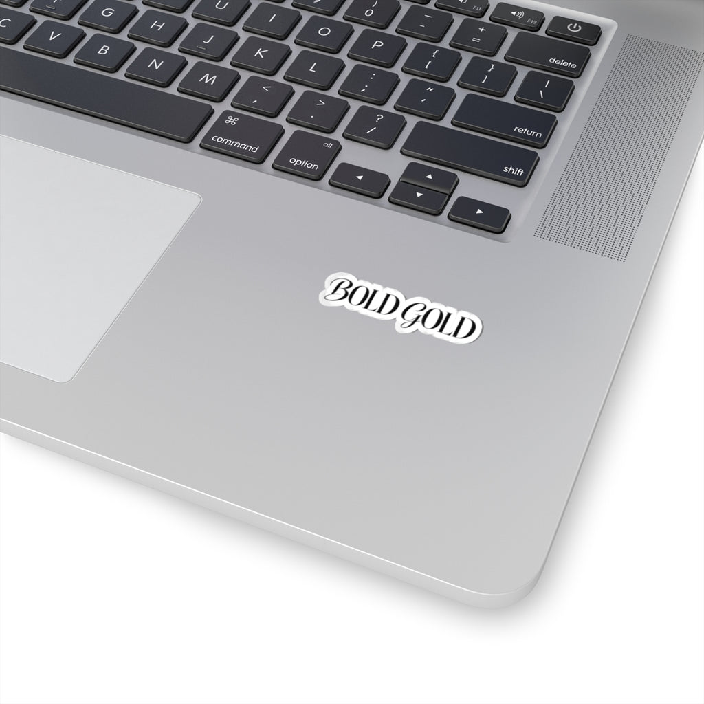 Bold Gold Script Kiss-Cut Sticker — Elegant Laptop Decal