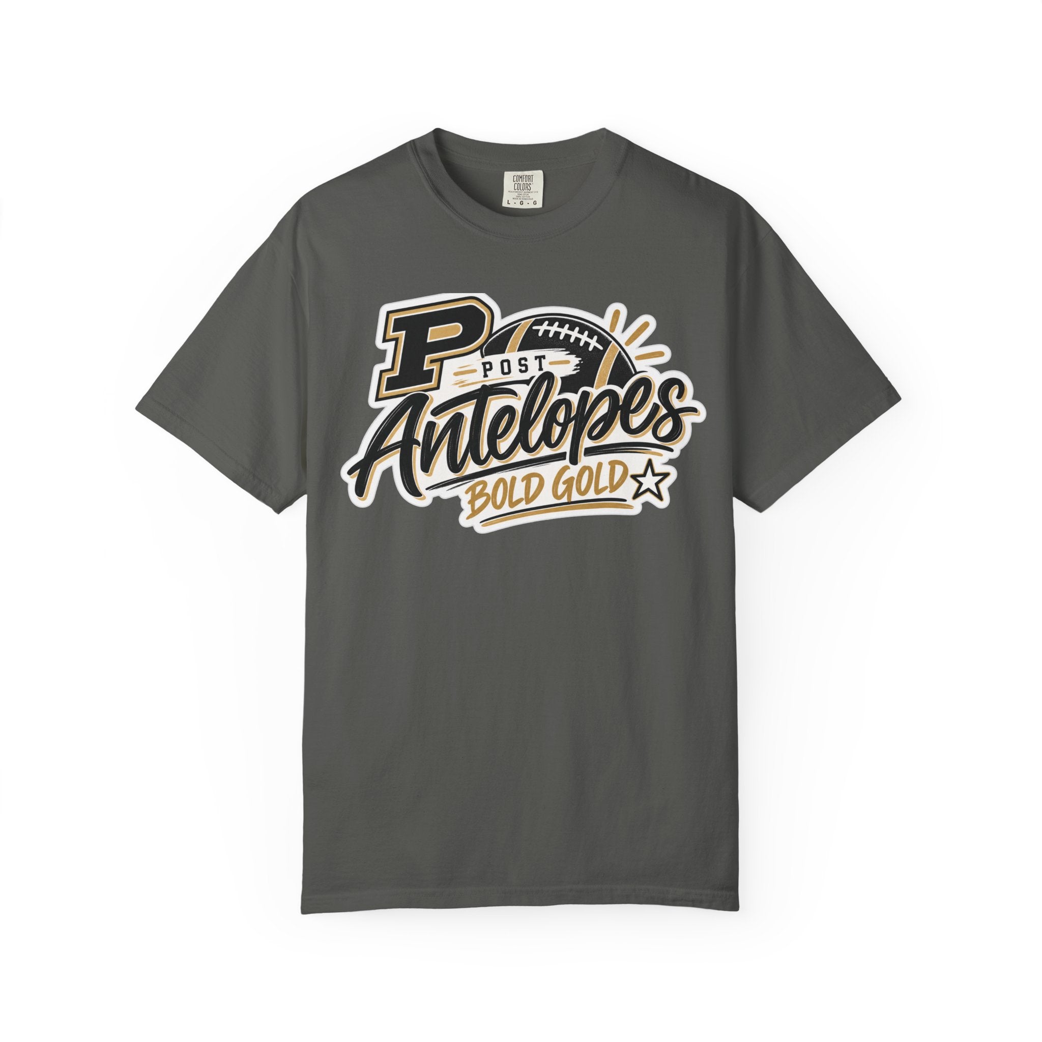 Post Antelopes Bold Gold Football T-Shirt