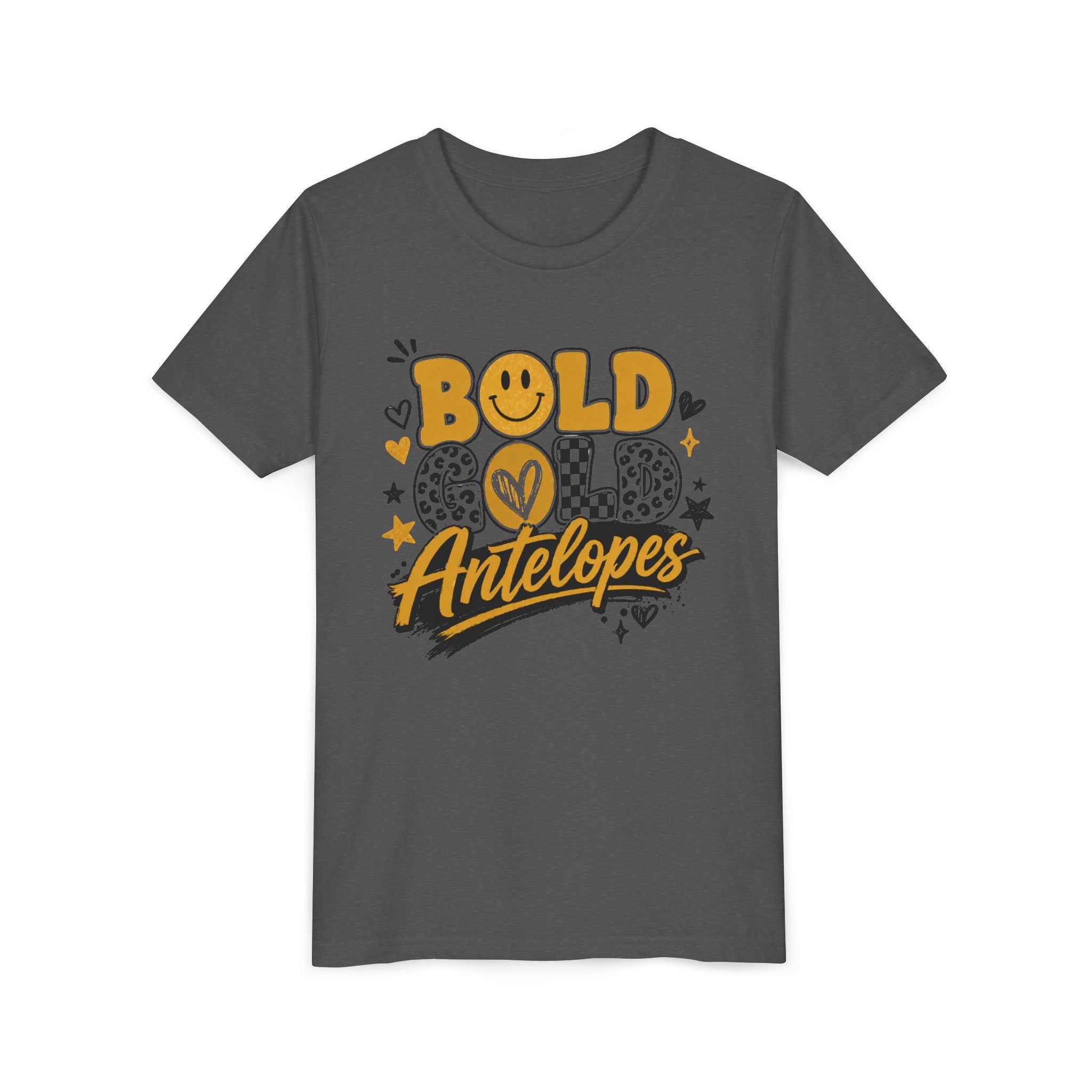 Bold Gold Antelopes Youth Tee — Cheerful School Spirit Graphic Shirt