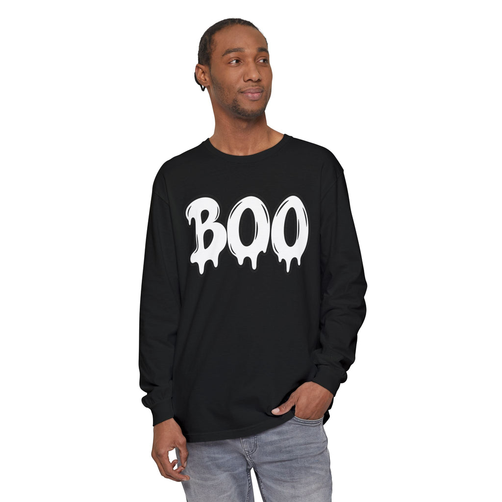 BOO Long Sleeve Tee — Halloween Graphic Shirt