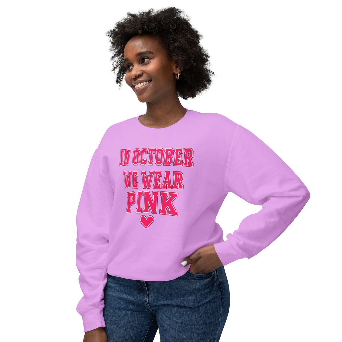 In October We Wear Pink Sweatshirt — Breast Cancer Awareness Crewneck