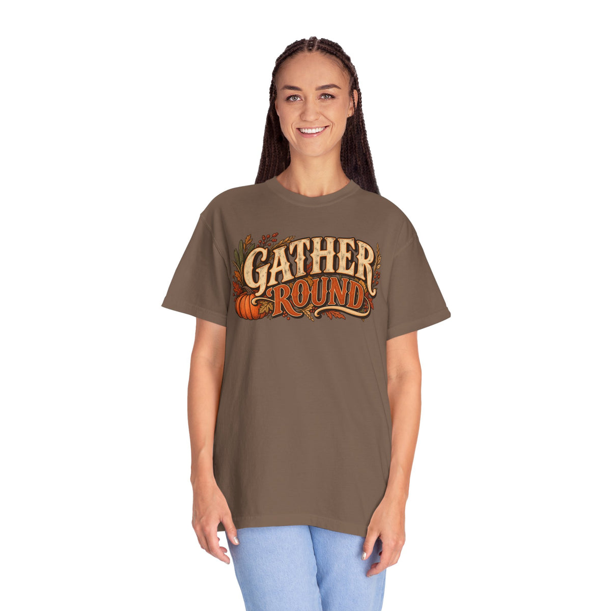 Gather 'Round Fall T-Shirt — Pumpkin Harvest Graphic Tee