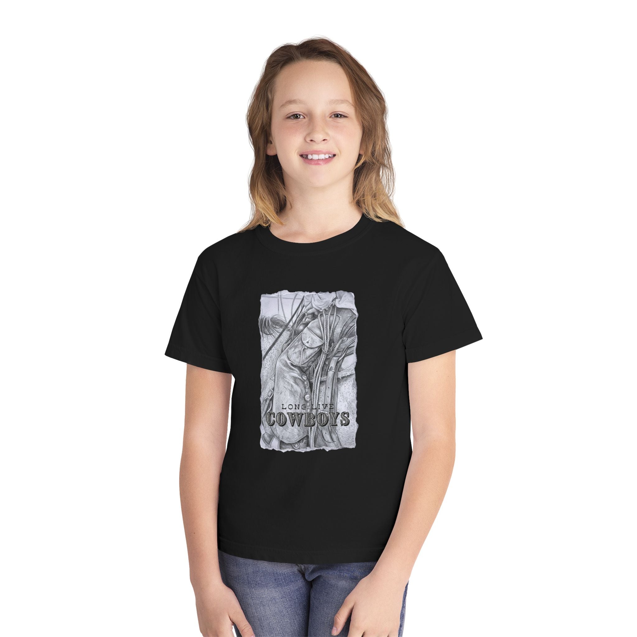 Youth Long live Cowboys Graphic Tee — Rustic Western Rodeo T‑Shirt