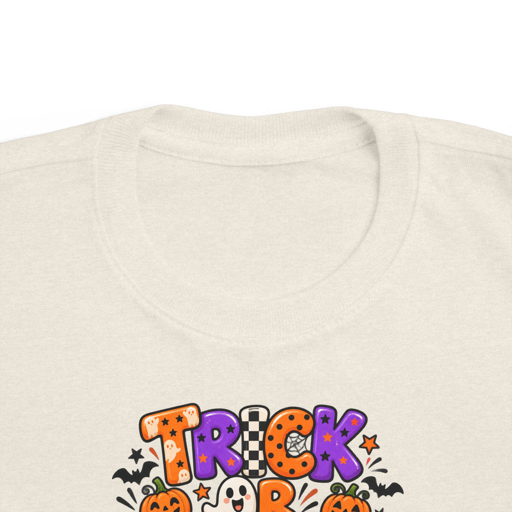Toddler Halloween Tee - Colorful "Trick or Treat" Candy Pumpkin Design