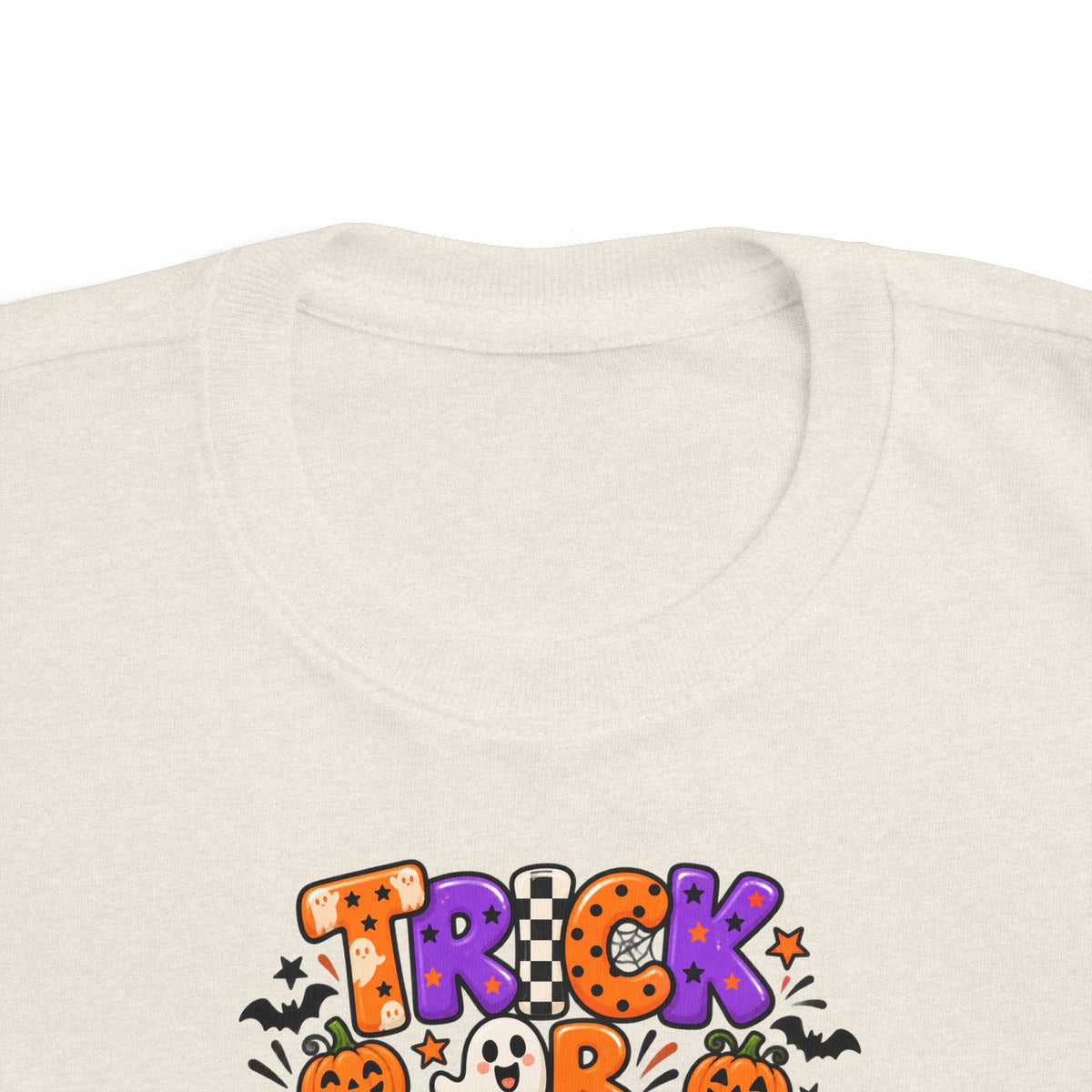 Toddler Halloween Tee - Colorful "Trick or Treat" Candy Pumpkin Design
