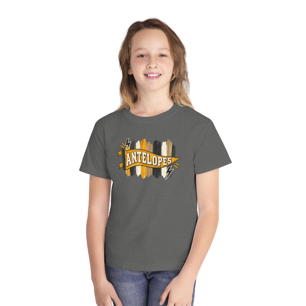 Antelopes Youth Tee — School Spirit Brushstroke Design