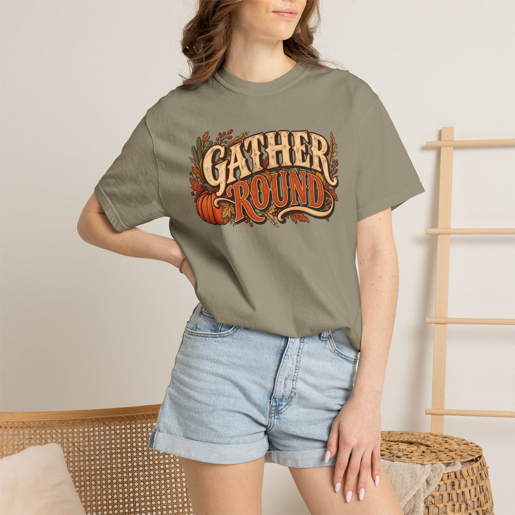 Gather 'Round Fall T-Shirt — Pumpkin Harvest Graphic Tee