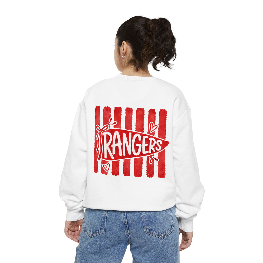 Rangers Pennant Graphic Sweatshirt — Red Striped Team Crewneck