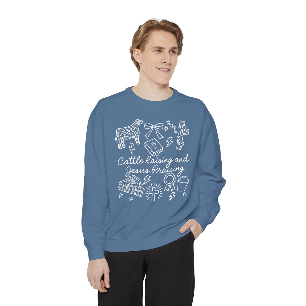 Cattle Raising & Jesus Praising Sweatshirt — Stockshow Mom Christian Crewneck