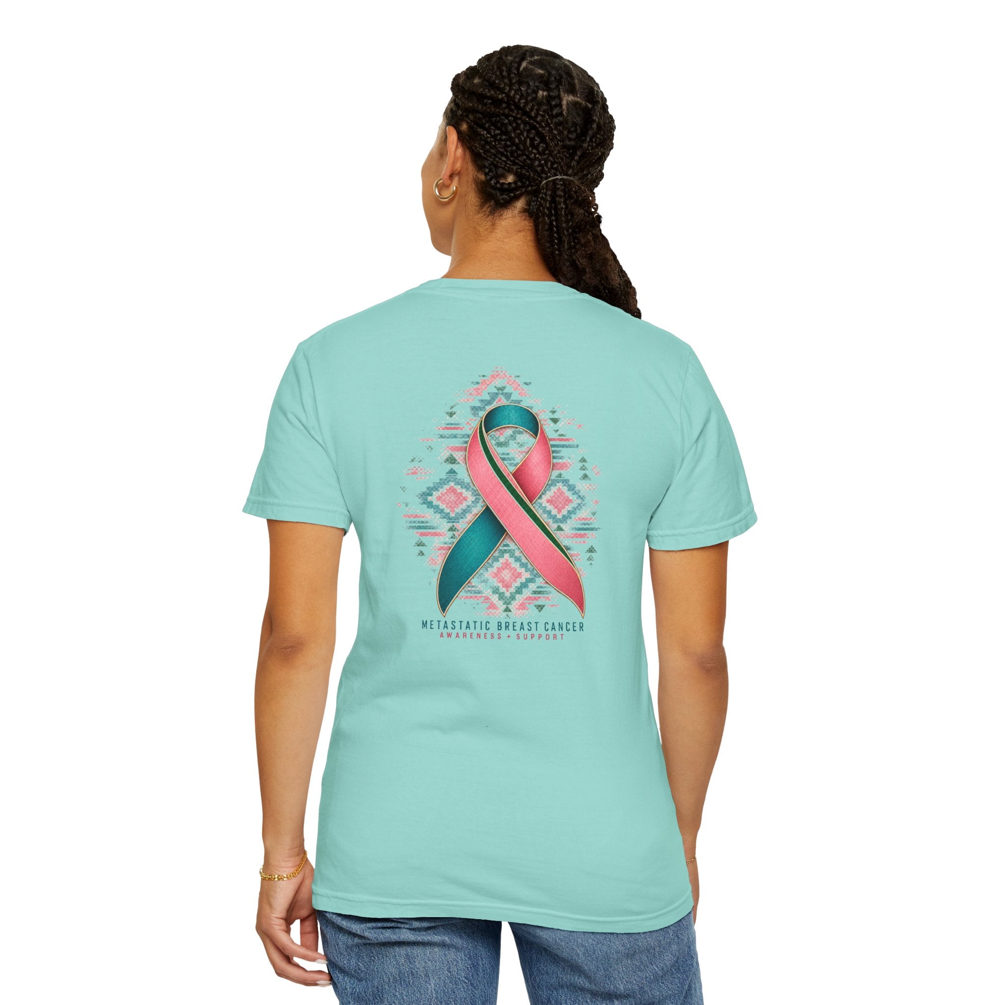 Metastatic Cancer Awareness Ribbon T‑Shirt — Garment‑Dyed Support Tee