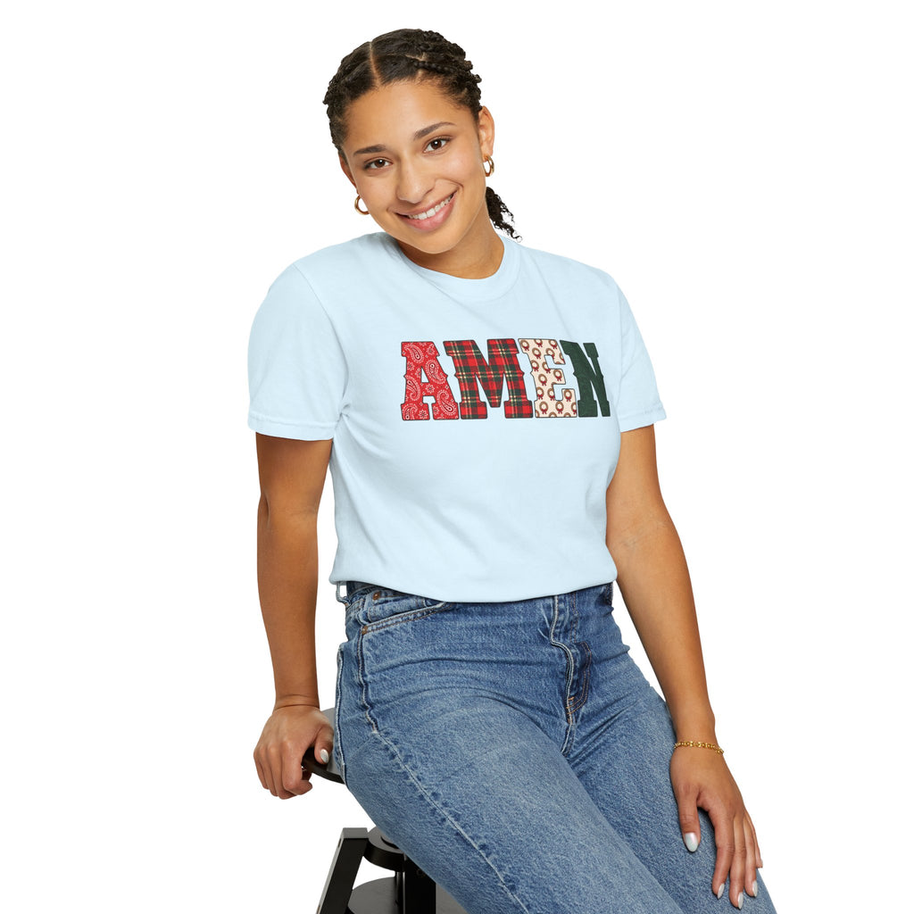 AMEN Western Christmas Patchwork T-Shirt