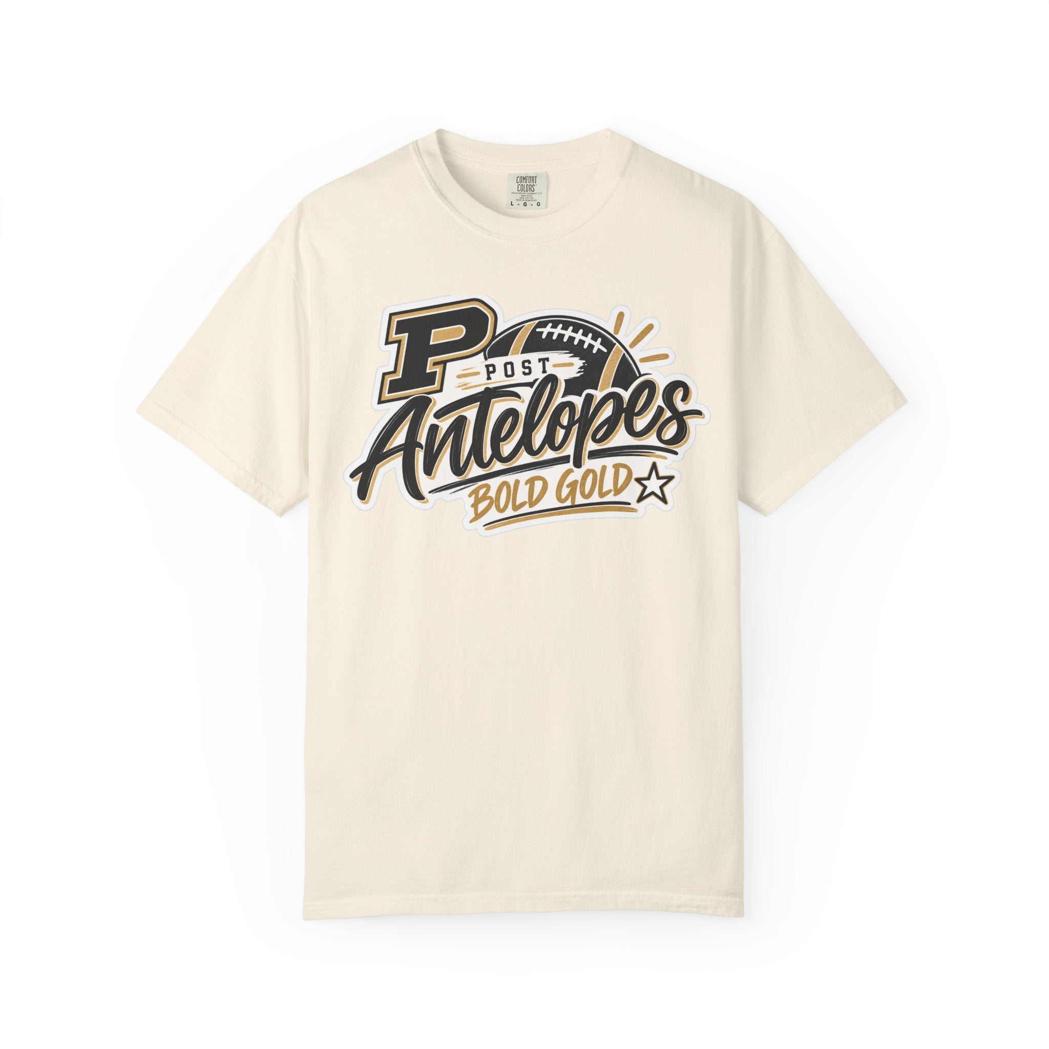 Post Antelopes Bold Gold Football T-Shirt
