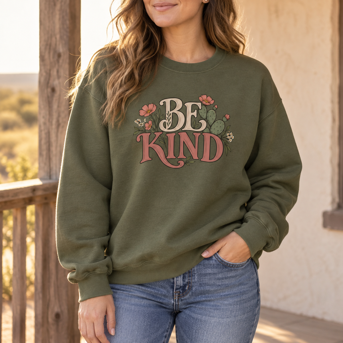 Be Kind Floral Crewneck Sweatshirt — Positive Message Cozy Pullover