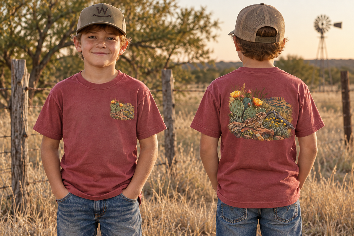 Youth Tee — Caprock Critters Horny Toad & Cacti
