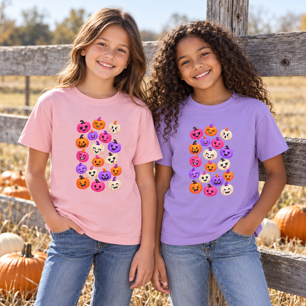 Kids Halloween Pumpkin Faces Tee