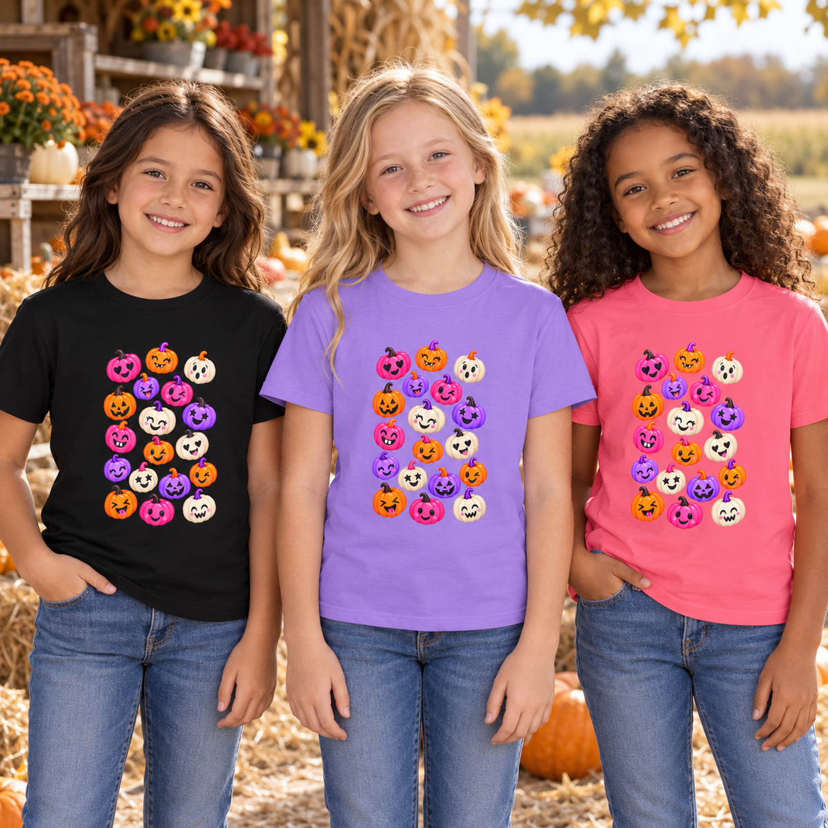 Kids Halloween Pumpkin Faces Tee